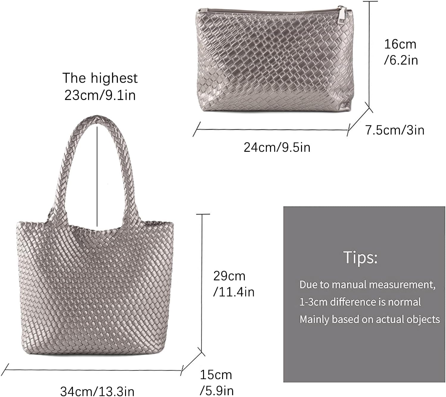 Hand Woven Bag Tote BagS For Women Top Handle Shoulder Vegan Leather Large Travel Beach Hobo Handbag - Image 3