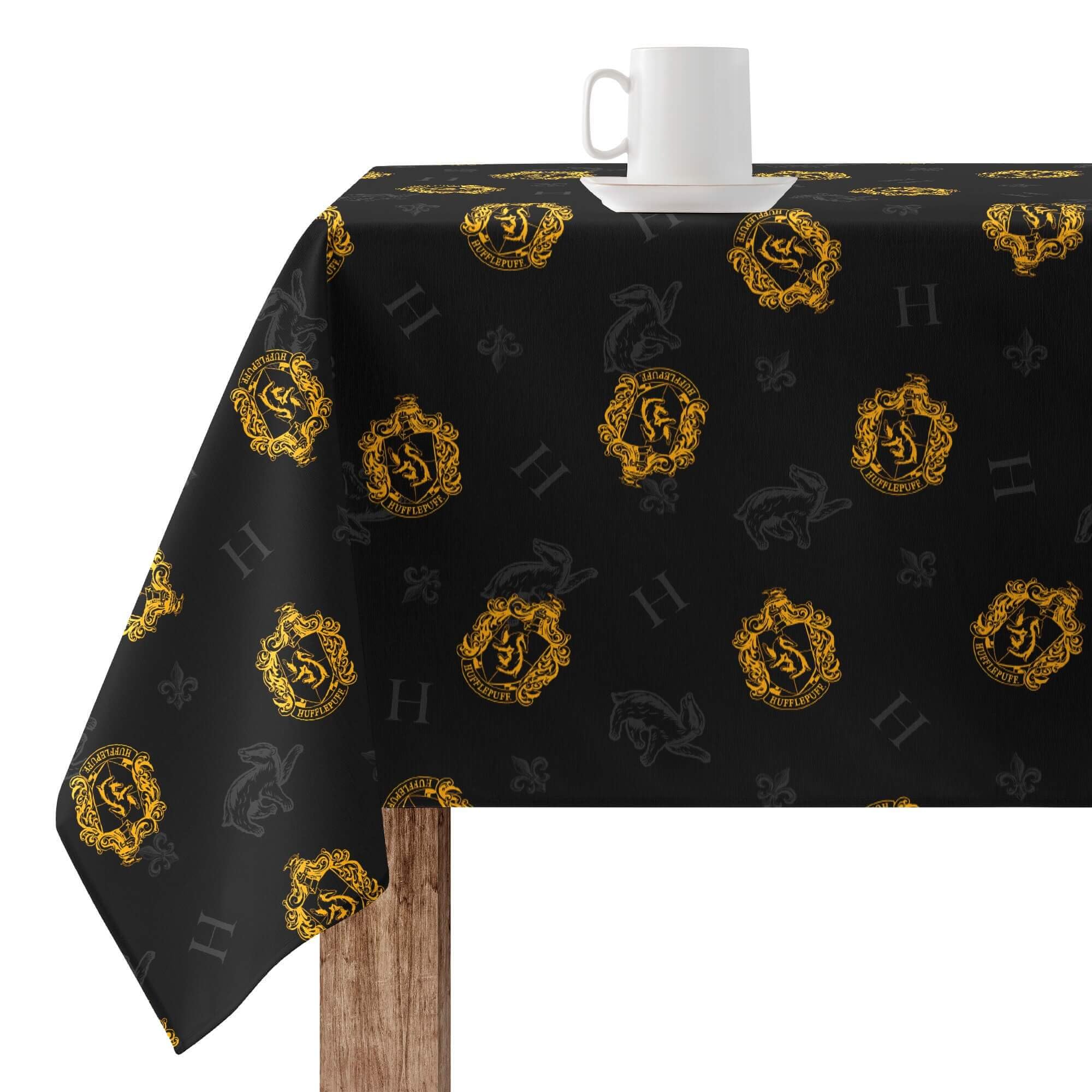 Nappe Hufflepuff Shield Black anti-taches à revêtement résine hydrofuge haute performance
