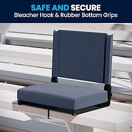 Flash Furniture Grandstand Portable Stadium Seats for Bleachers or Benches, Folding Padded Stadium Chairs with Handle, Pack of 2, 500 lb. Weight Capacity, Navy Blue