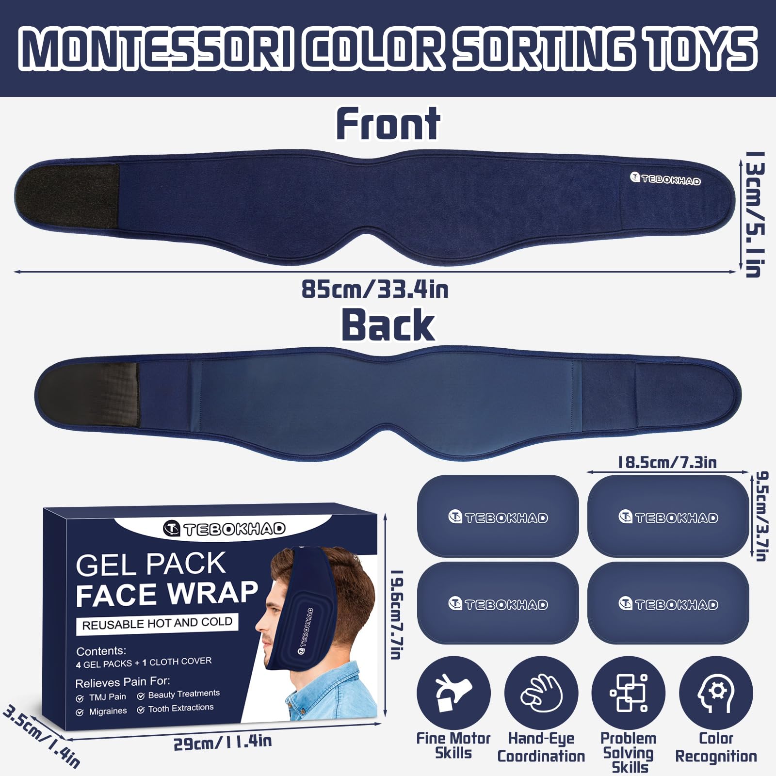 Poche De Glace De Dents Sagesse, 4 Packs de Poche De Glace Dent De Sagesse, Pain De Glace, Gel Chaud Et Froid Réutilisable Pour ATM, La Bouche,Soulagement De La Douleur Après Une Chirurgie