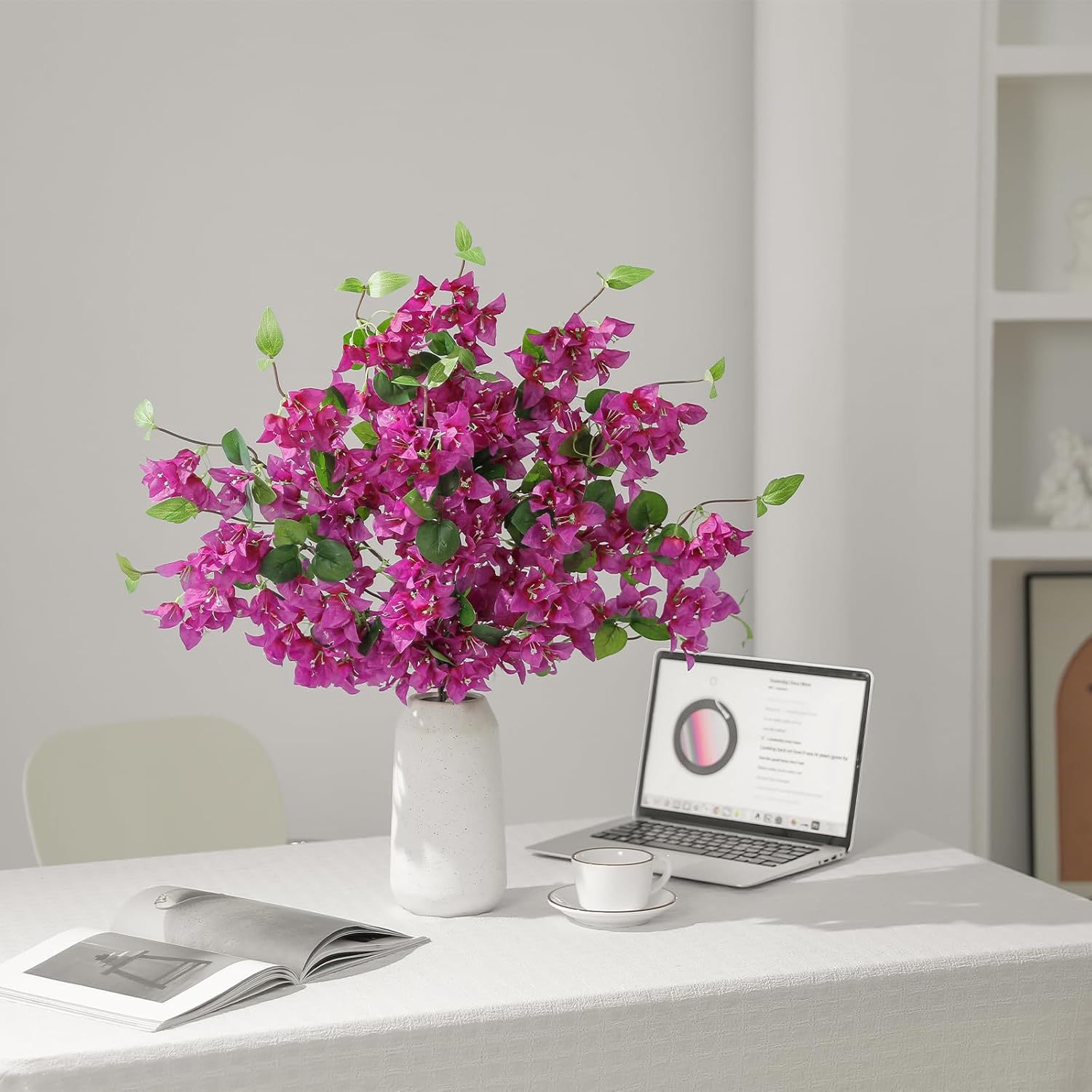 10 Pcs Artificial Bougainvillea Flowers – 30" Faux Bougainvillea Branches with Silk Petals, Realistic Single Stem Bougainvillea for Home Wedding Table Party & DIY Floral Decor (Purple)