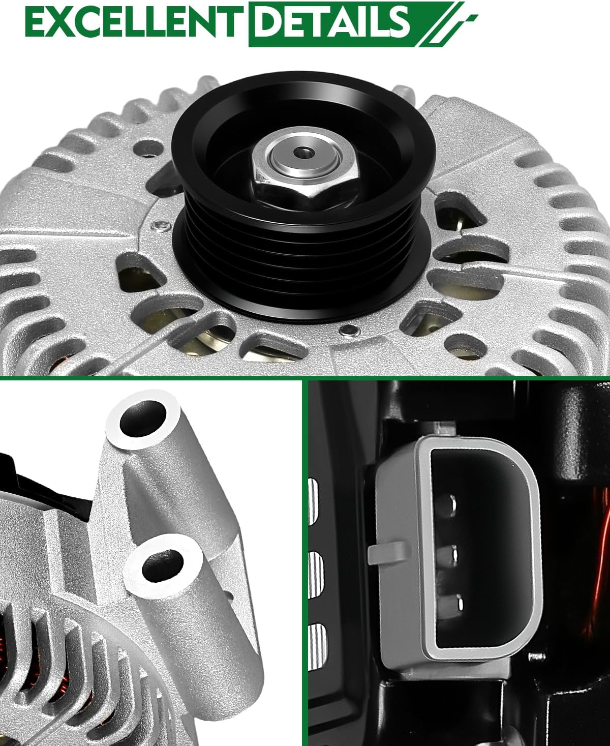 4.0L Alternator for:-Ford Explorer 2002 2003 2004, Explorer Sport Trac 2001-2004 for:-Mercury Mountaineer 2001-2004, 12V 130Amp 6-Groove Pulley Clockwise, OE#1L2U-10300-AA (NEW)