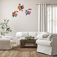 Vista 6 de Meduofon Paquete de 3 piezas de decoración de pared de pájaros de metal, hermoso loro tucán decoración de pared al aire libre para patio, valla
