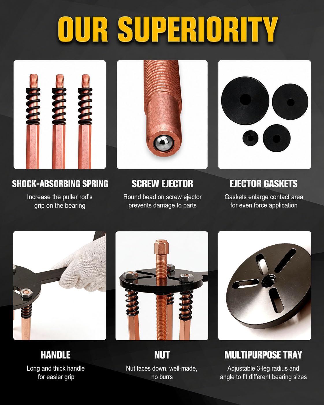 36 en 1 Juego Extractor de Rodamientos, Separador de Rodamientos Internos | Extractor de Rodamientos Ciegos con Separador de Rodamiento para Reparación de Coches, Motos e Industria, con Vaso de 17 mm