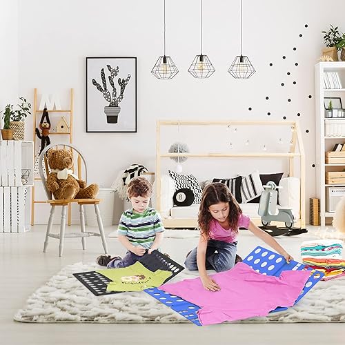 Miniatura 7 de Carpeta de ropa para camisetas, tabla plegable, organizador de lavandería, fácil y rápido para niños y adultos (azul y negro)