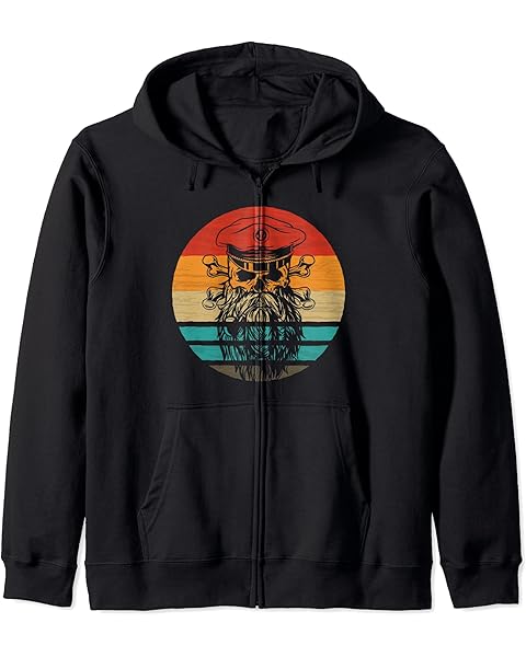 Pirate Skull Retro Style Vintage Zip Hoodie