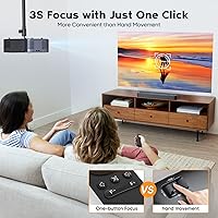 Vista 2 de 【Electric Focus】Native 1080P Projector with WiFi and Bluetooth, 4K Support Projector with Zoom Function, Outdoor Movie Projector for Phone/Laptop/TV