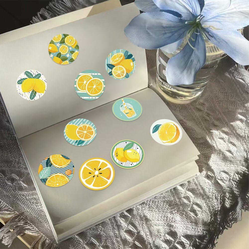 Rolka 500 naklejek z motywem cytryny z kreskówek, naklejki na pamiętnik, notatnik, scrapbooking, etykiety do nagród, twórczego hobby.