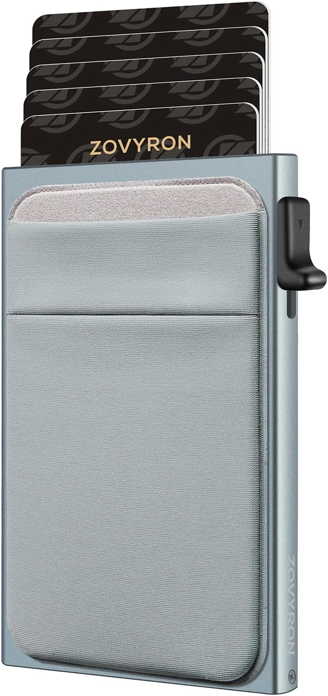ZOVYRONSlim Pop Up Wallet Card Holder with Money Pocket,Minimalist Wallet for Men RFID Blocking Smart Wallet Metal Card Case