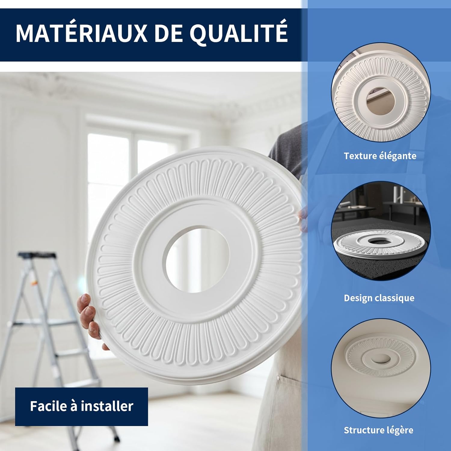 PU Ceiling Medallion Ceiling Rose Ceiling Fan Decorative Base for Light Fixtures Base Chandelier Faux Plaster Pendant Accessories for Home Home Decoration