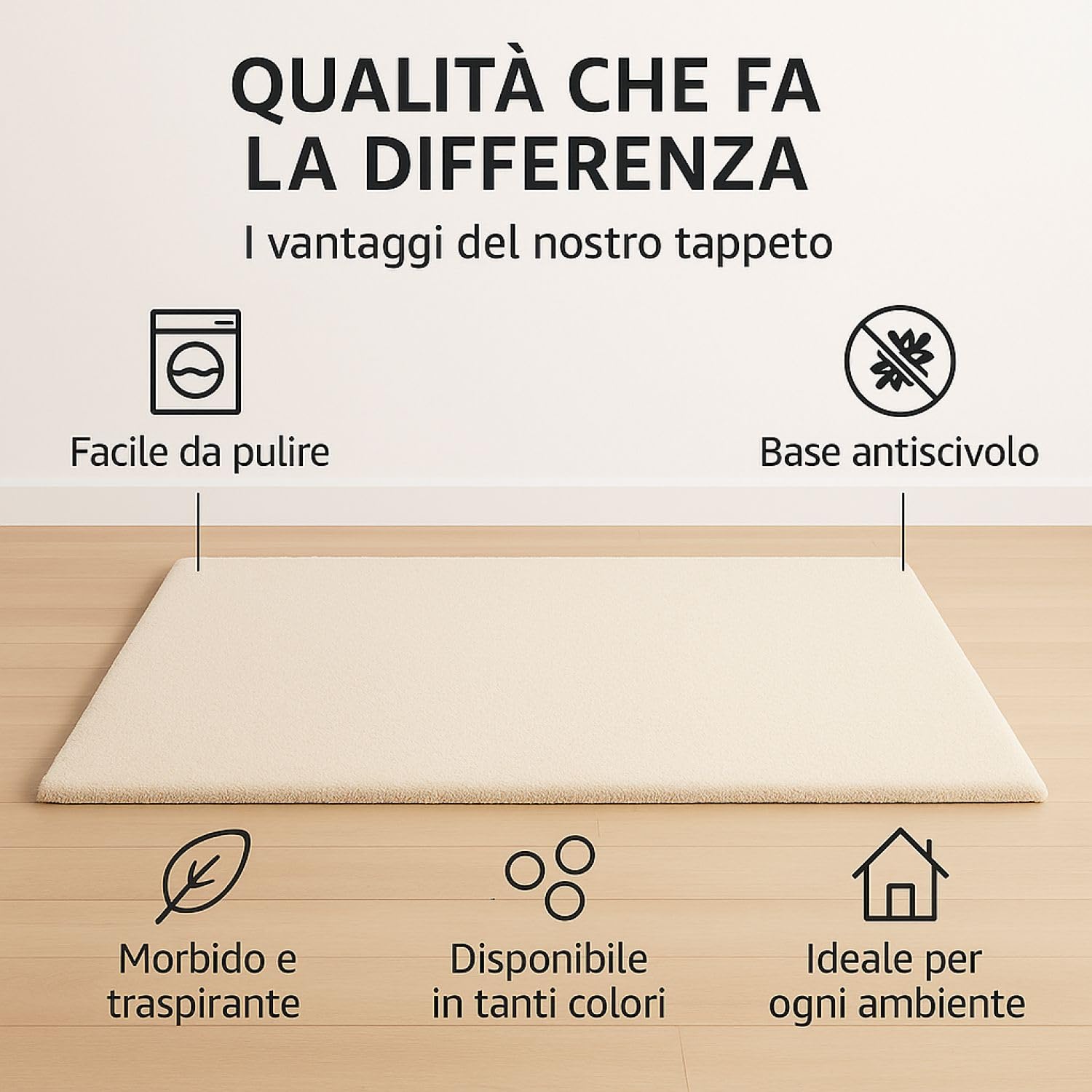 Leonardo Home - tappeto da soggiorno moderno a pelo corto - fondo antiscivolo - lavabile a 30 gradi - super morbido