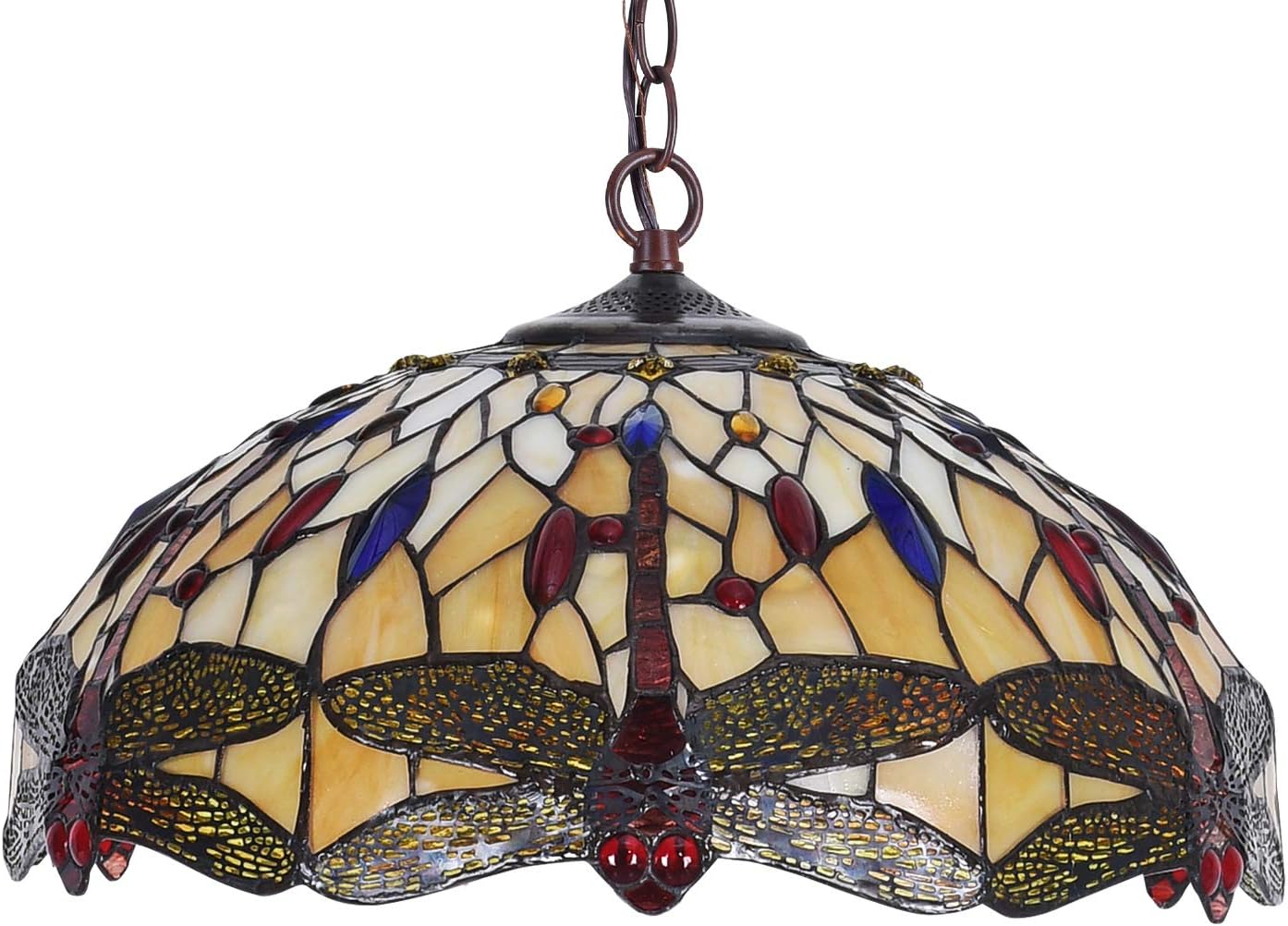 Flаѕh Dеаlѕ - 70% оƒƒ Capulina Tiffany Dining Table Lights, 18 Inch Wide Hanging Tiffany Style Lamp, 2-Light Stained Glass Lighting Fixtures, Stained Glass Dining Room Lights, Dragonfly Style Tiffany Pendant Lights