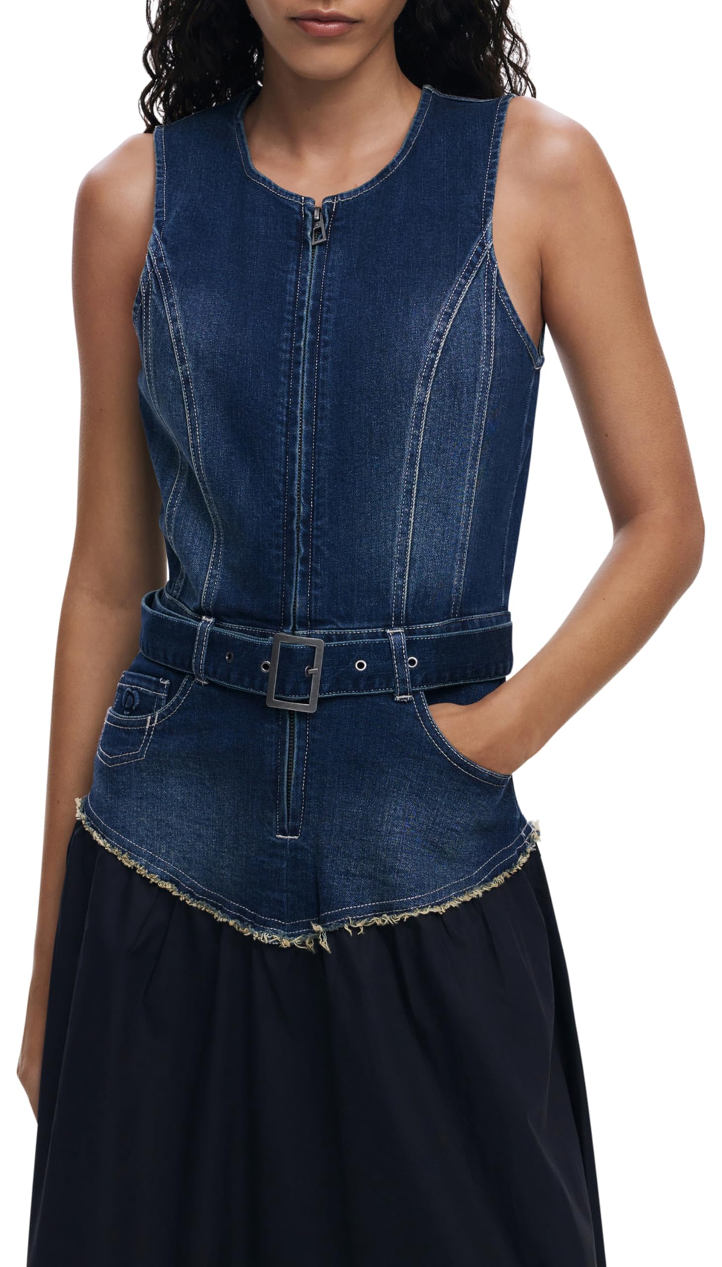 Desigual Vest_POPLIN, 5053 Denim MEDIUM WASH, XS