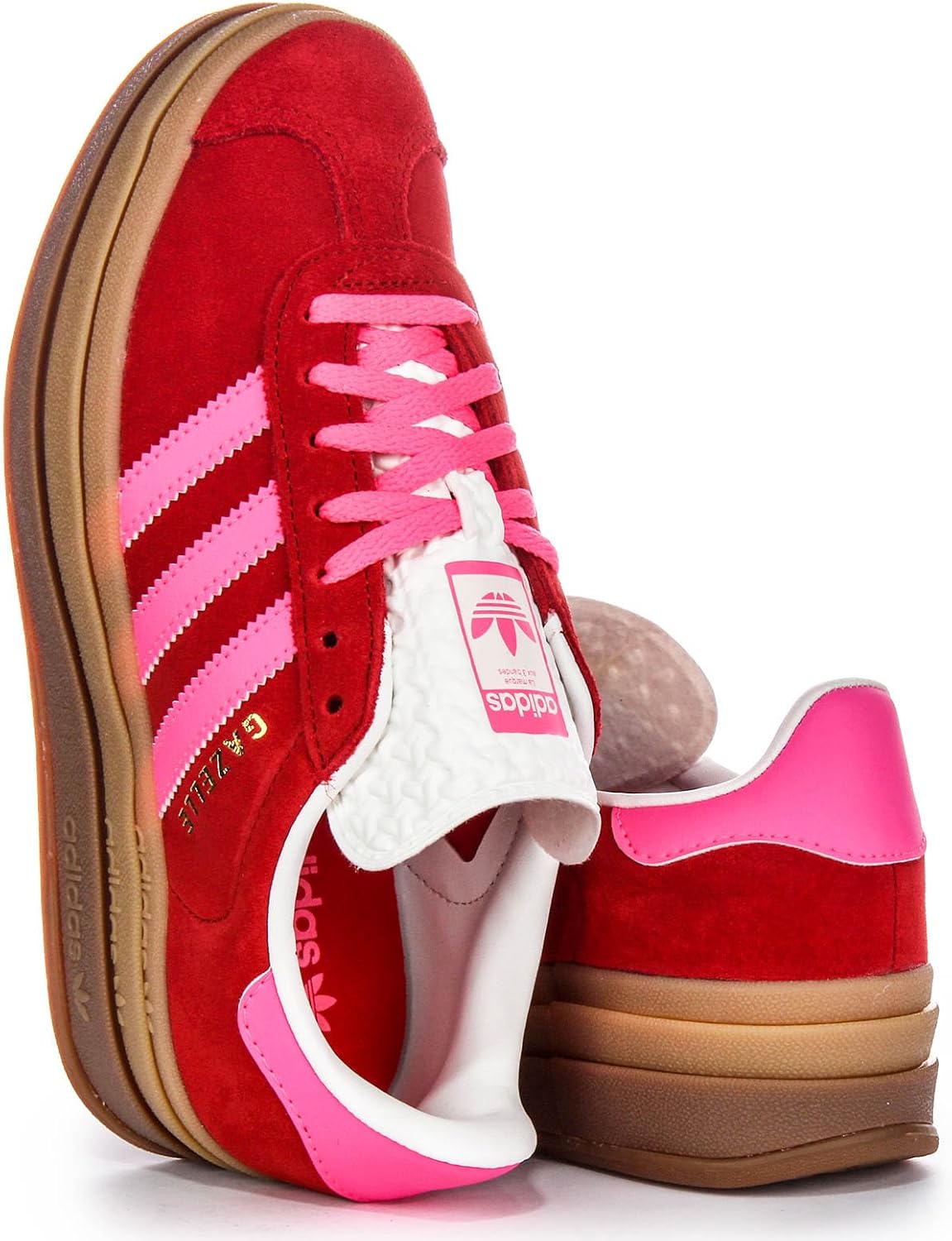 adidas Women's Gazelle Bold Gymnastics Shoes Sneaker, Collegiate Red/Lucid Pink, Size 8 - Image 4