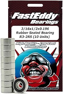 FastEddy Bearings 3/16x1/2x0.196 Rubber Sealed Bearing R3-2RS (10 Units)