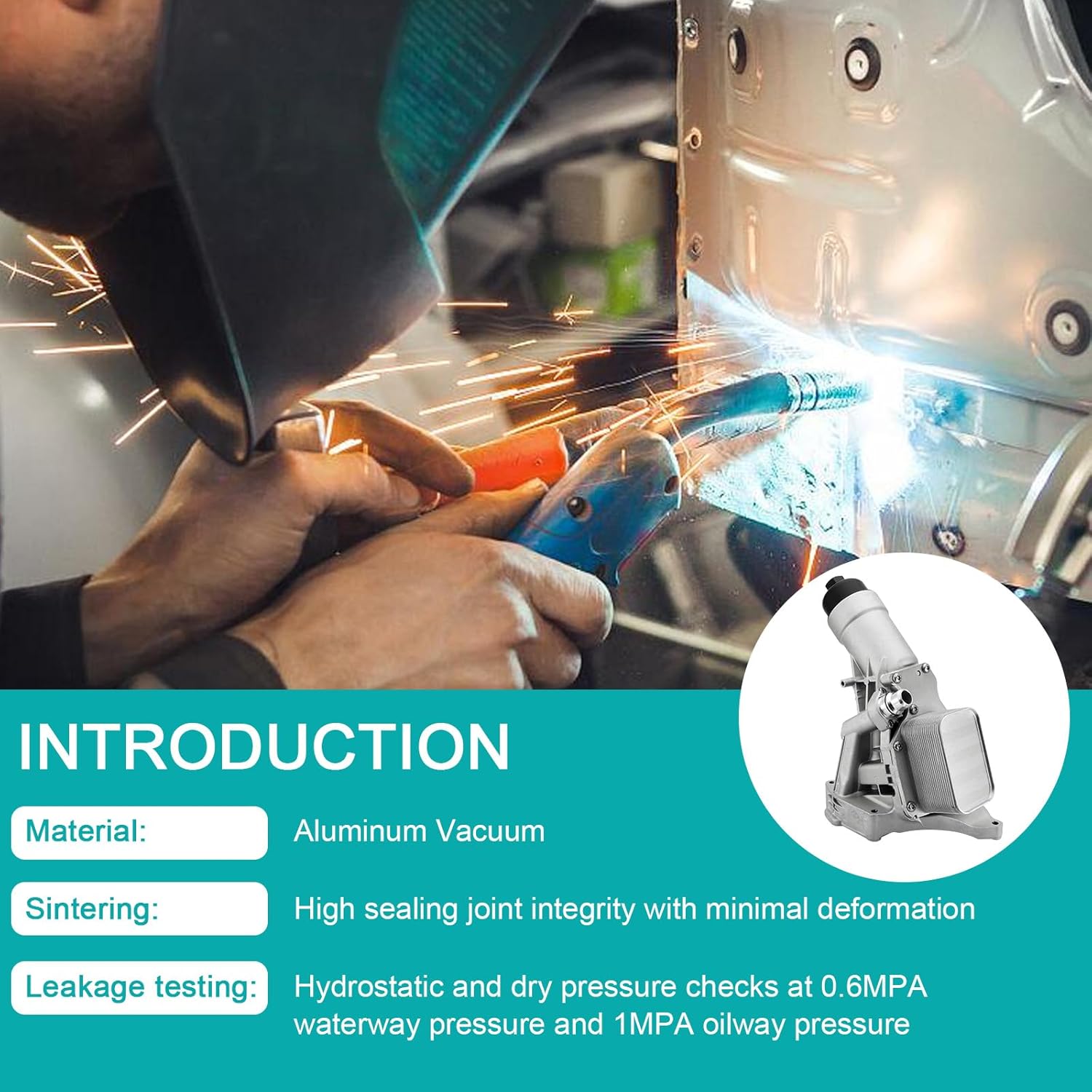 11428596283 engine oil cooler and oil filter housing for 2016-2022 bmw 230i 330i gt 430i 530e 530i 740e xdrive, 330e, 430i gran coupe, x3, x4, replaces 11428576429 11428586673 11428593771