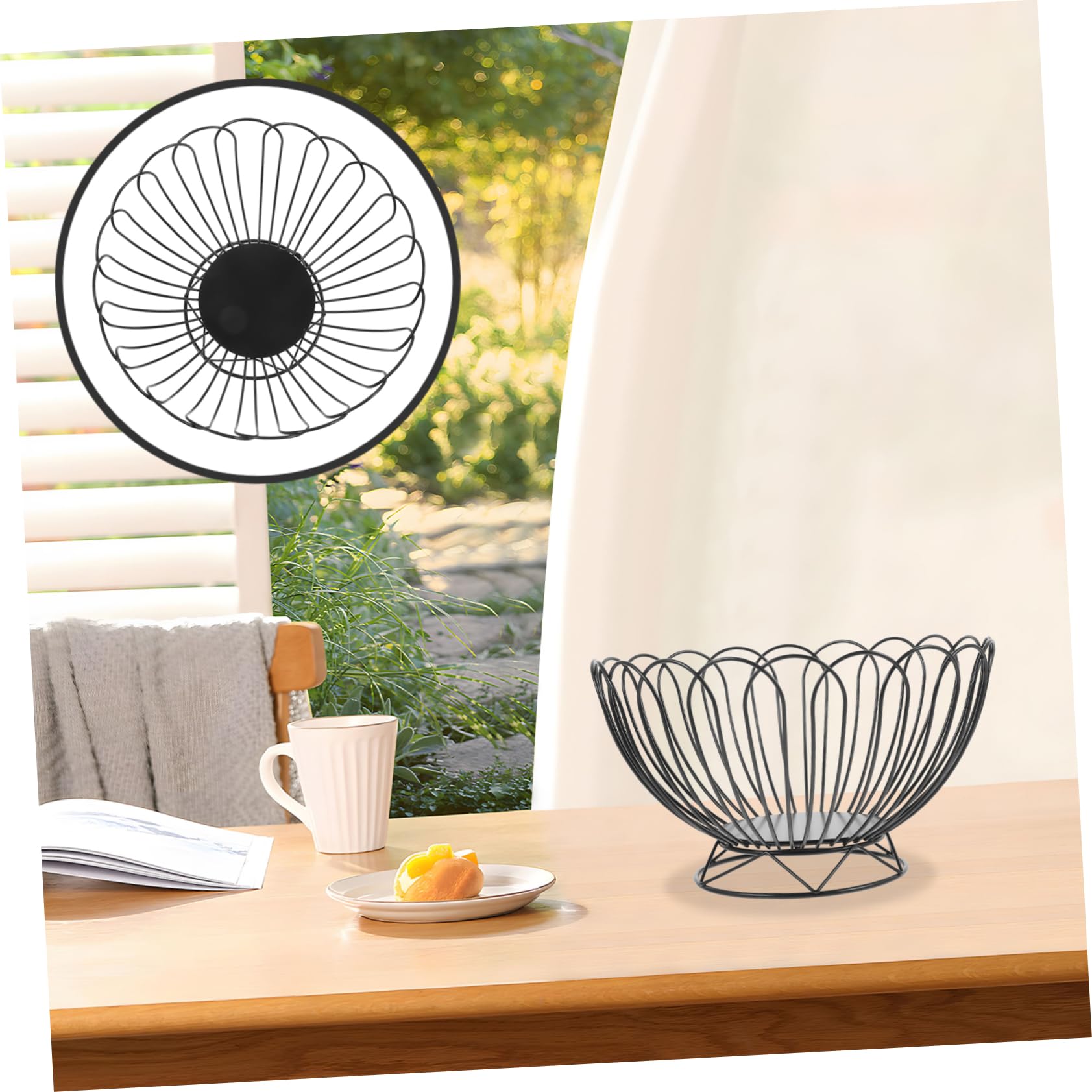 Unomor Wire Woven Fruit Plate Fruit Holder for Kitchen Countertop Potato Onion Basket Woven Storage Baskets Veggie Basket Wire Basket Potato Buns Fruit Vegetable Storage Basket Black Iron