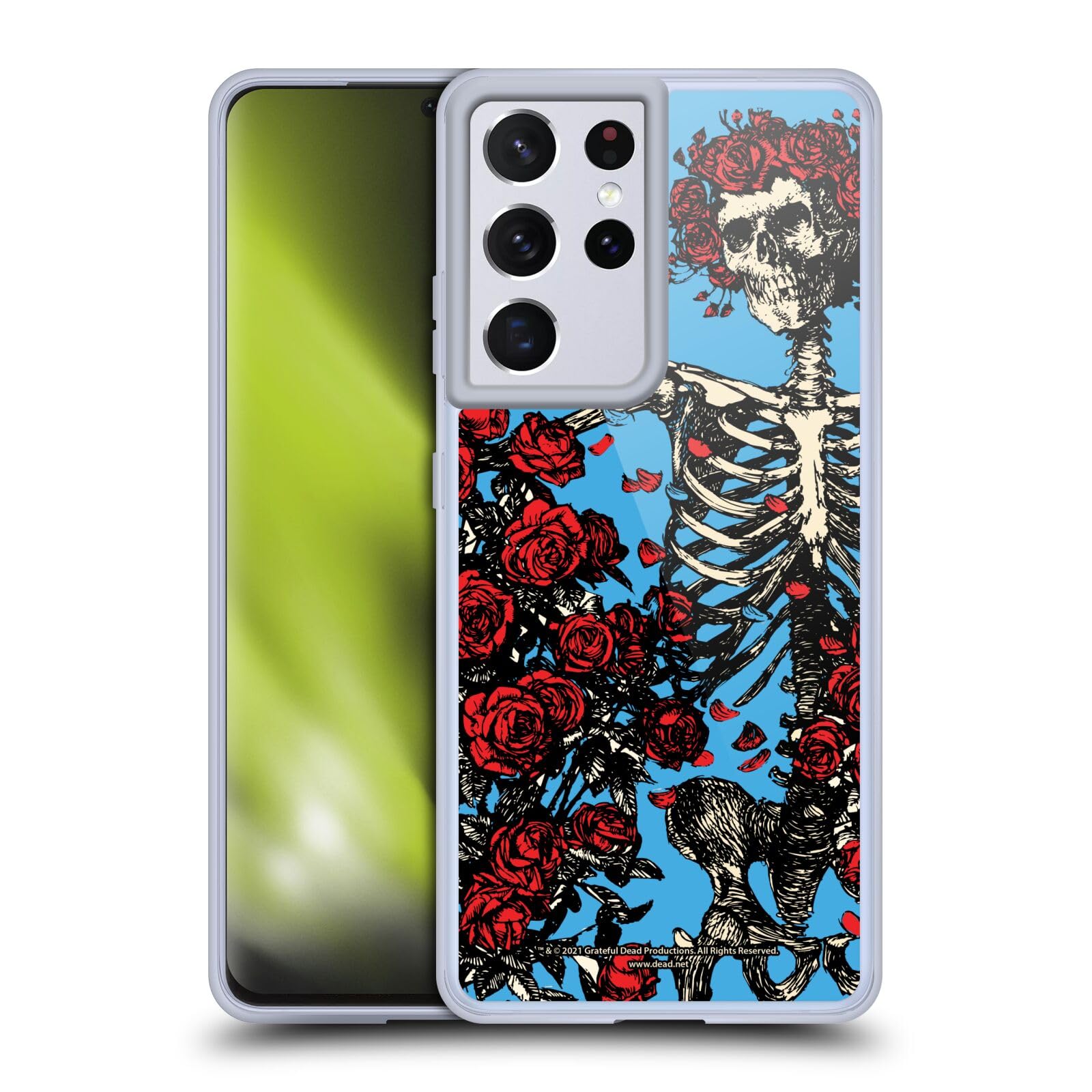 Head Case Designs Officially Licensed Grateful Dead Bertha Skull Roses Trends Gel Case [Military Grade Protection] Compatible with Samsung Galaxy S21