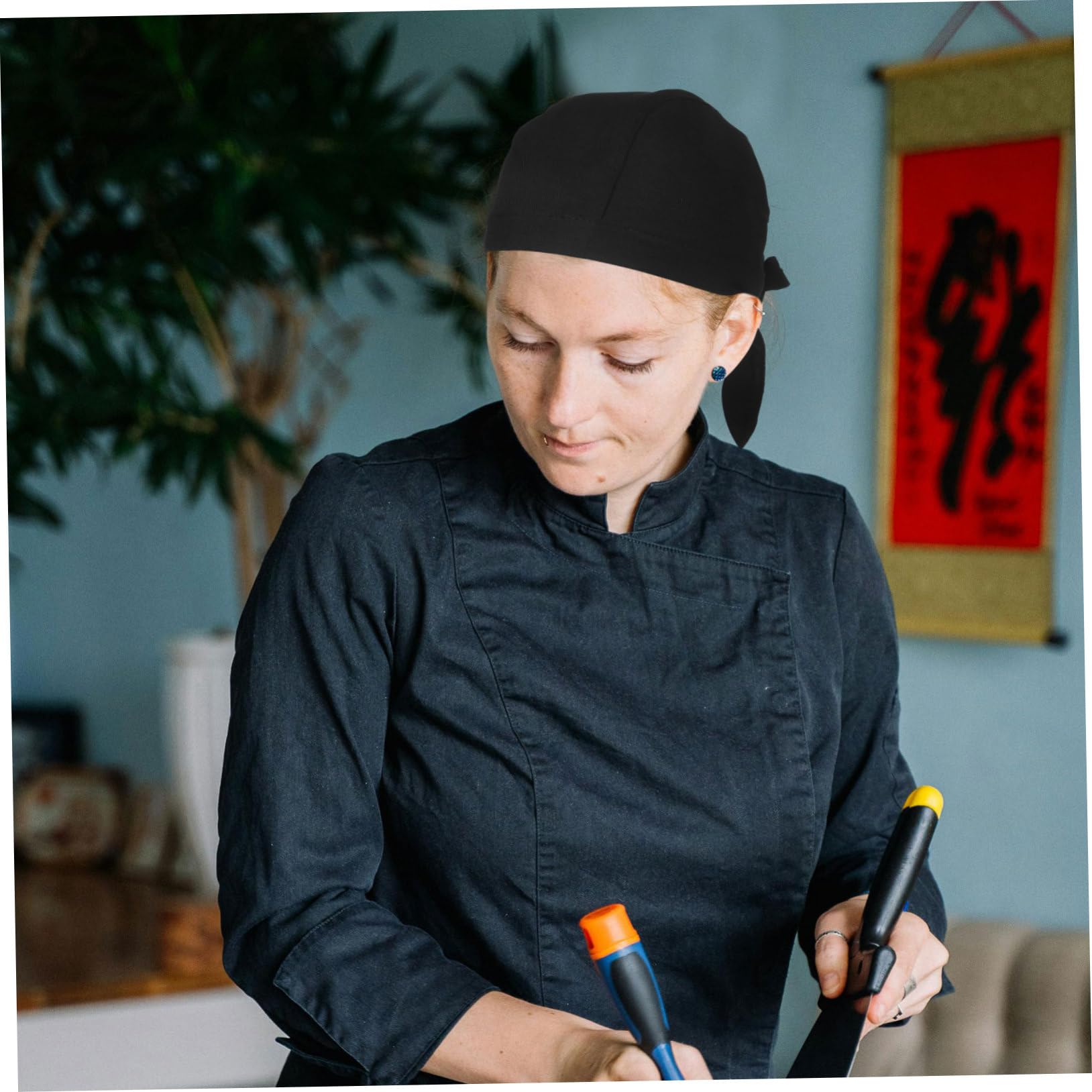 iplusmile 6 Gorros de Chef Unisex para Cocina y Restaurante, Sombreros de Cocina de Catering con Lazos, Algodón Transpirable, Resistentes al Aceite Desgaste, Estilo Clásico y Creativo