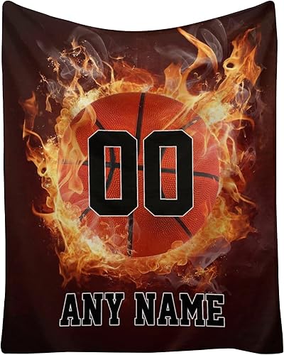 Manta de baloncesto personalizada con nombre para niños y adultos, mantas de baloncesto personalizadas para niños y hombres