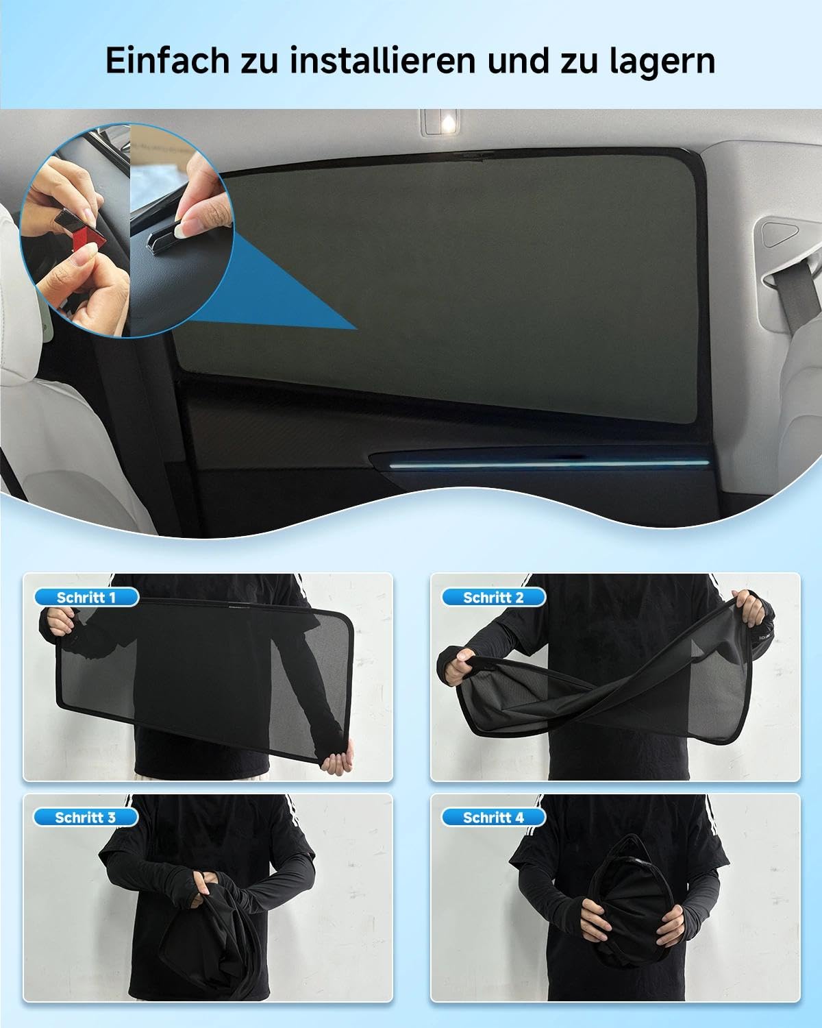 Auto-Sonnenschutz für VW Tiguan (2016–2024) Sonnenblenden hintere Seitenfenster UV-Schutz Wärmeisolierung 2er Set