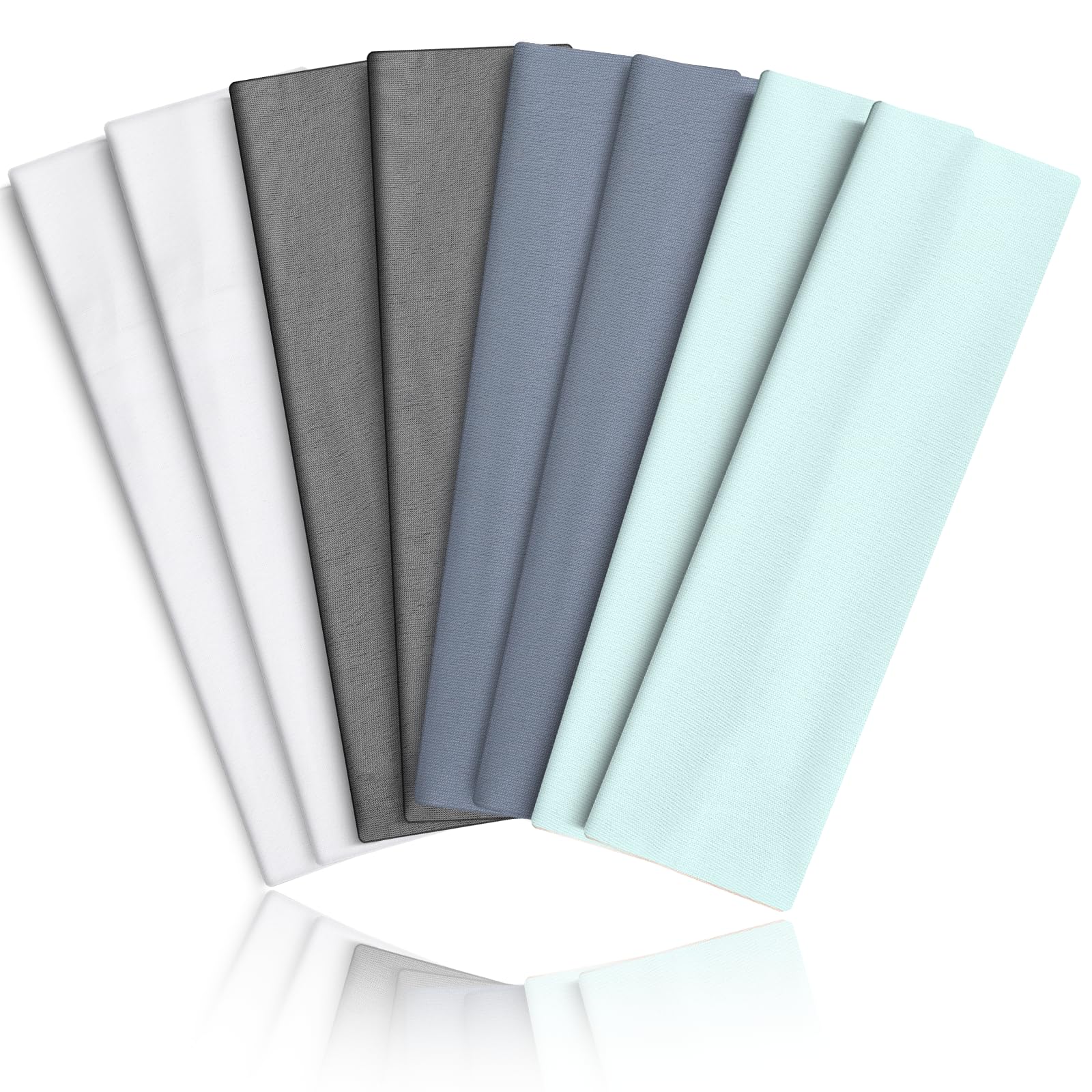 Headbands for Women 8PCS, Summer-Exclusive Elastic Non Slip Hair Head Bands | Sweatbands head bands for women's hair, Soft Running Fashion Headband for Men & Women for Working Out, Travel, Daily Use White, Medium Gray, Dusty Blue, Light Blue