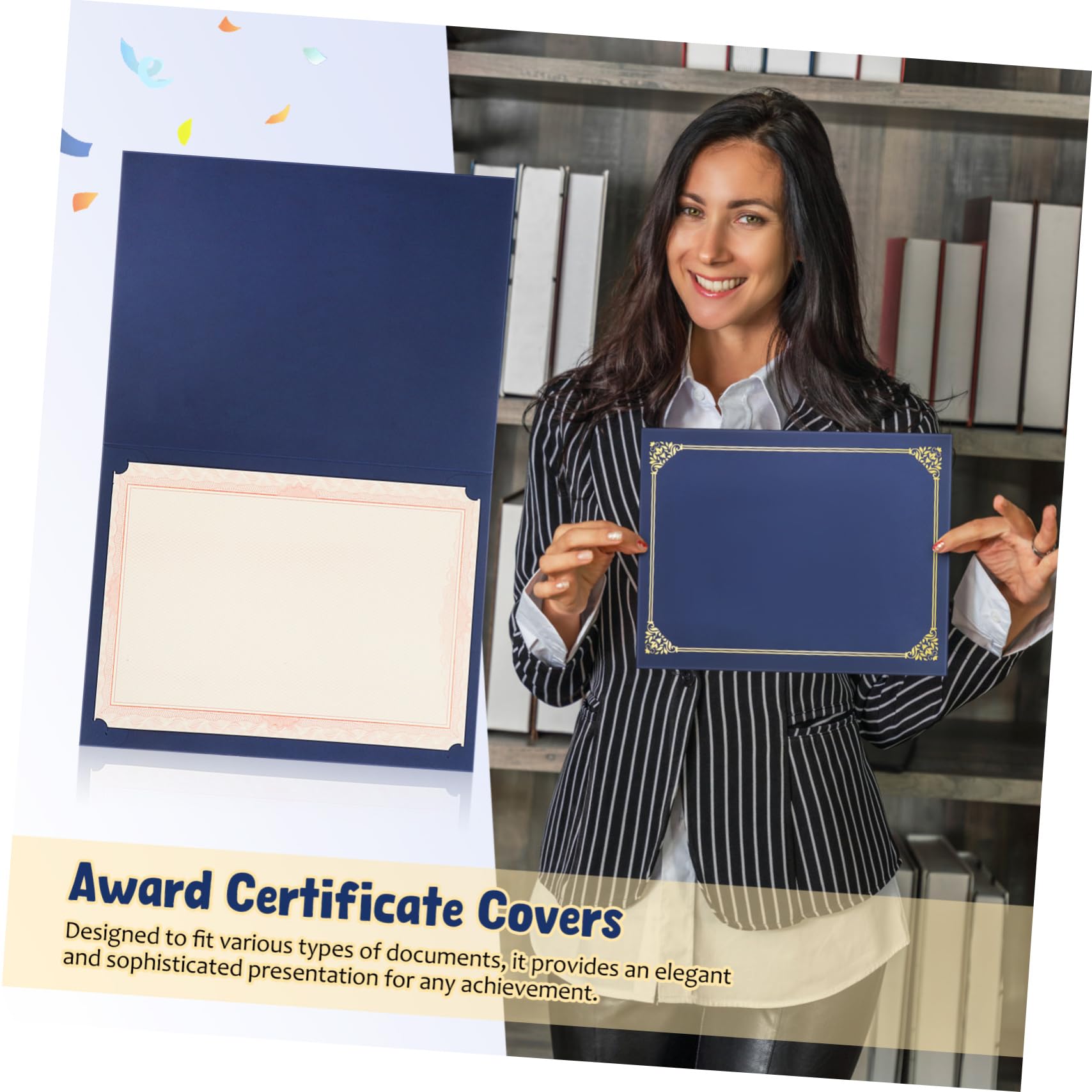 Lot De 30 Pochettes Pour Certificat De Récompense 8,5 x 11 Pouces Bordure Dorée Gaufrée Papier Résistant Couverture De Diplôme Bleu Foncé Bureau Et Cérémonie