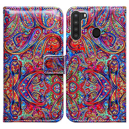 Bcov Galaxy A21 Case, Bright Paisley Pattern Leather Flip Case Wallet Cover With Card Slot Holder Kickstand For Samsung Galaxy A21 2020 #TOP11