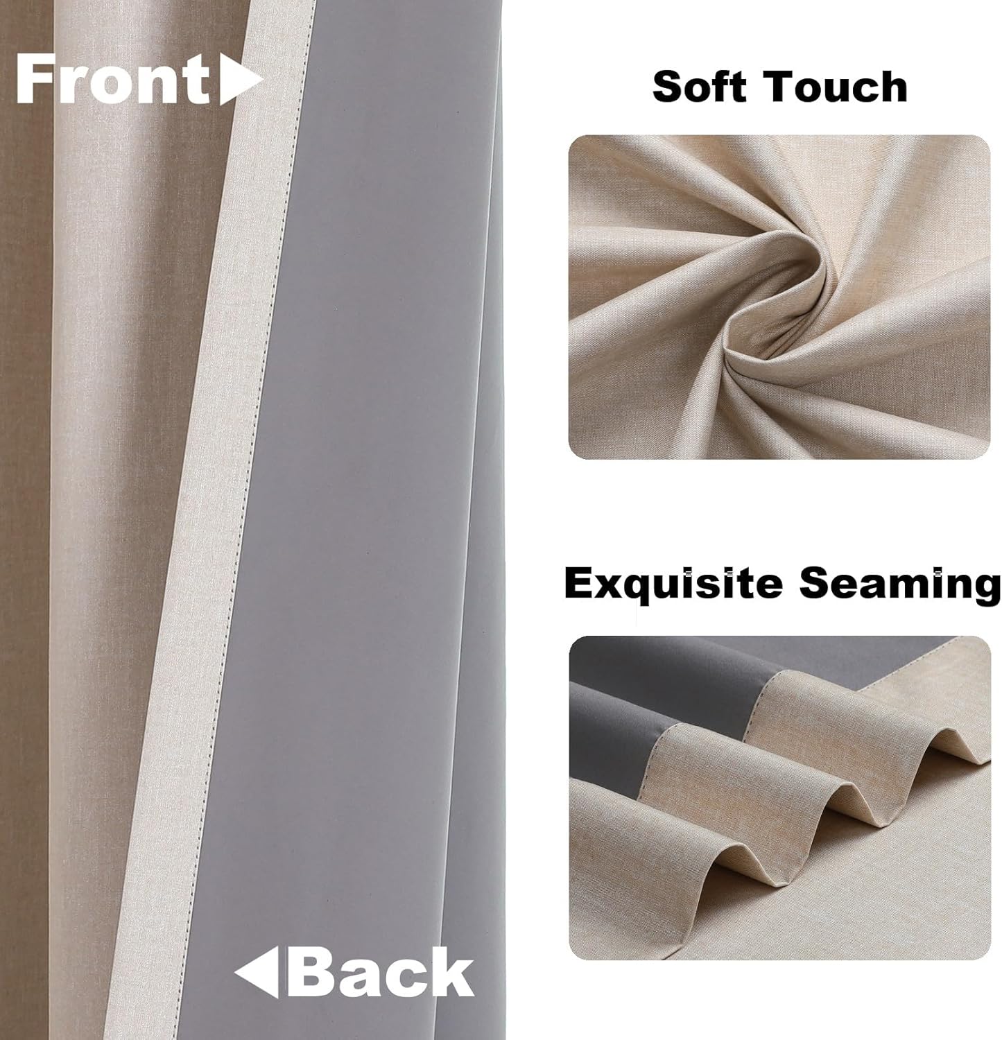 Flyfun Grommet Blackout Curtains for Bedroom and Living Room - 2 Panels Set Thermal Insulated Room Darkening Curtains (Light Khaki, 52W x 96L)