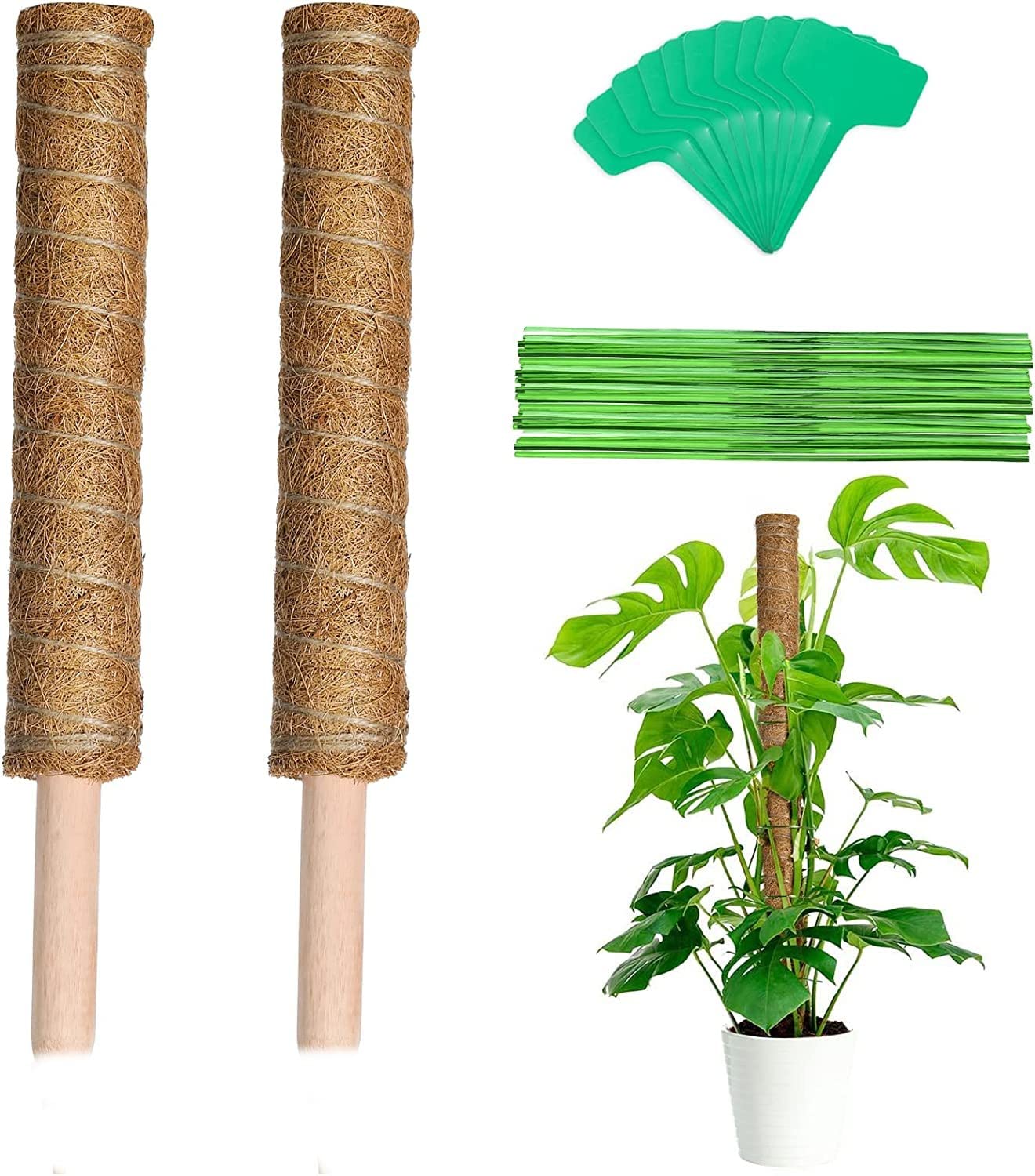 2-Pack 24 Inch Moss Poles for Climbing Plants Monstera Pothos, Stackable Coir Totem Pole Stakes Grow Stick for Plant Support Extension (B0BQNCQQPT) Amazon Price History, Amazon Price Tracker