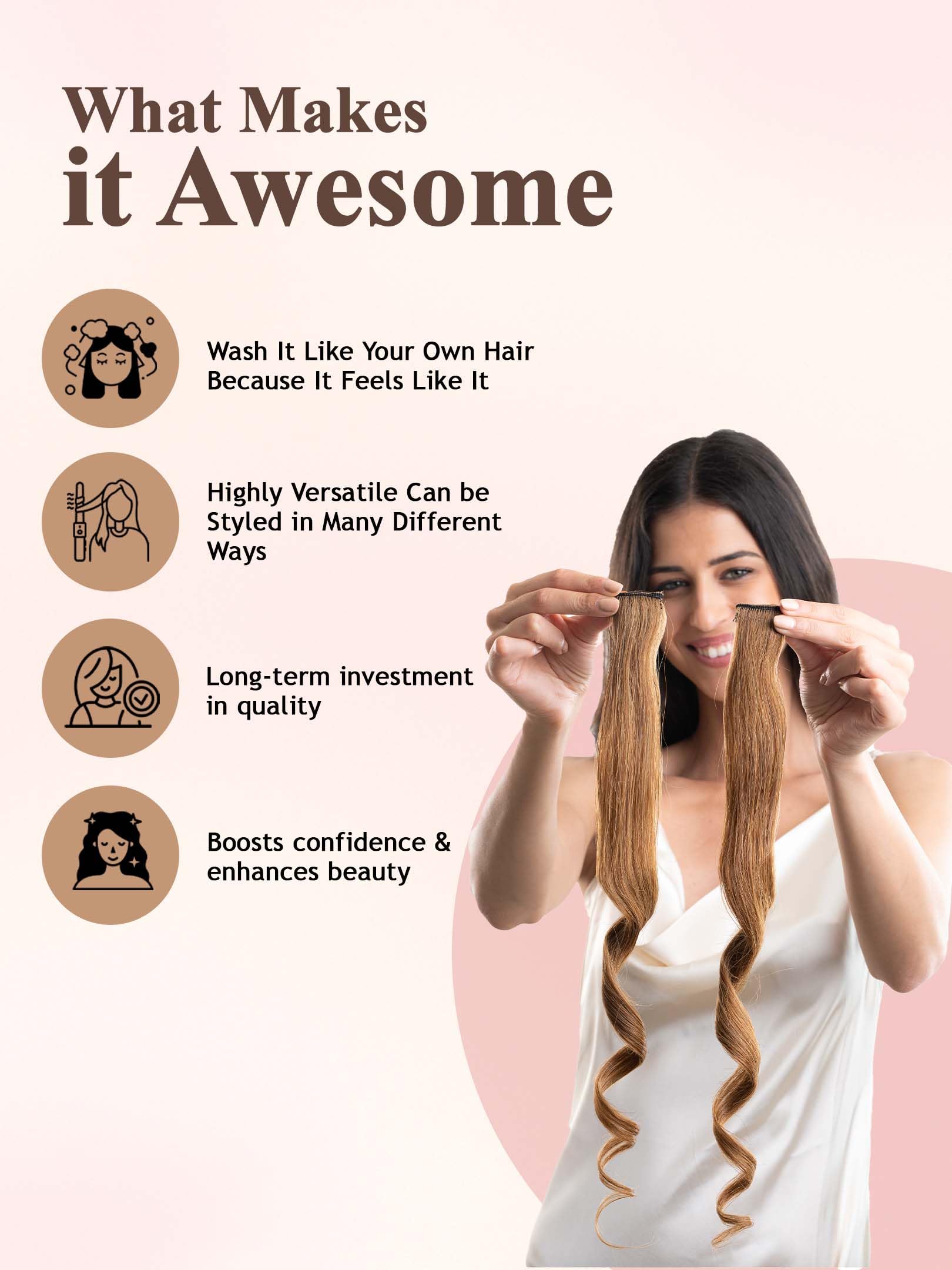 Hair Originals 100% Natural Human Hair Clip In Color Streaks (10 Inches, Pack of two, Golden Blonde) 1