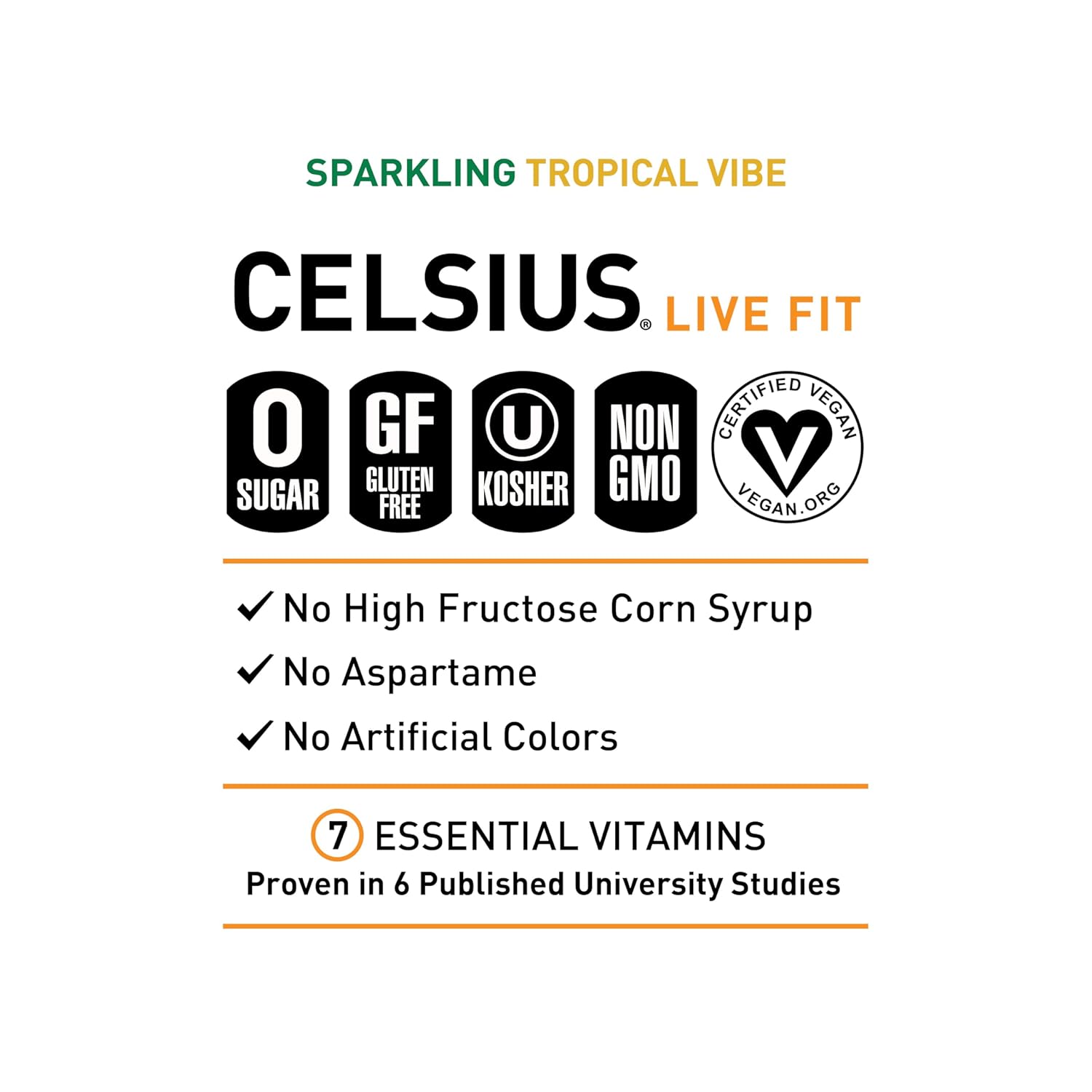 Celsius Sparkling Tropical Vibe, Functional Essential Energy...