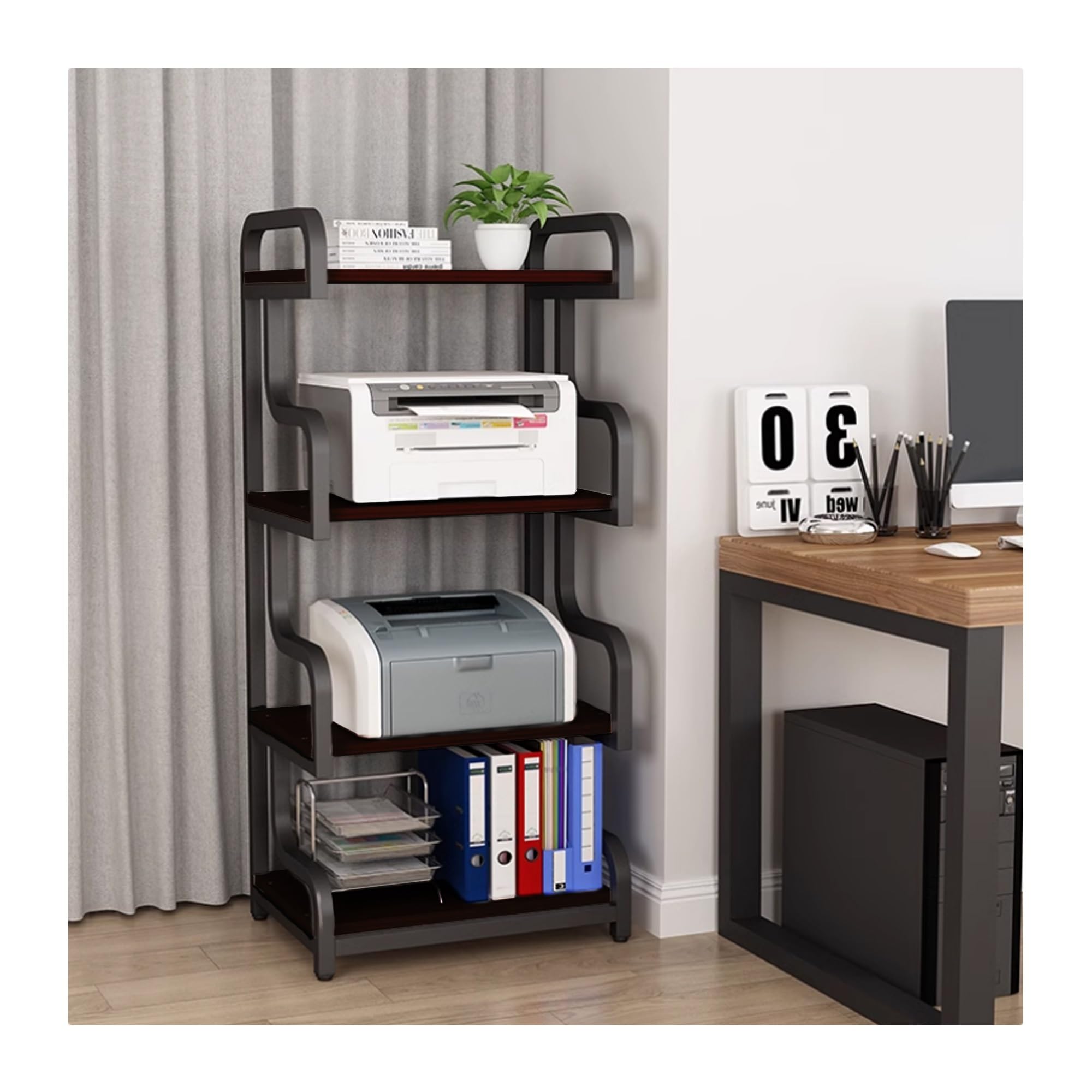 Tour audio vidéo Arc noire verticale 132cm avec étagère d'angle intégrée