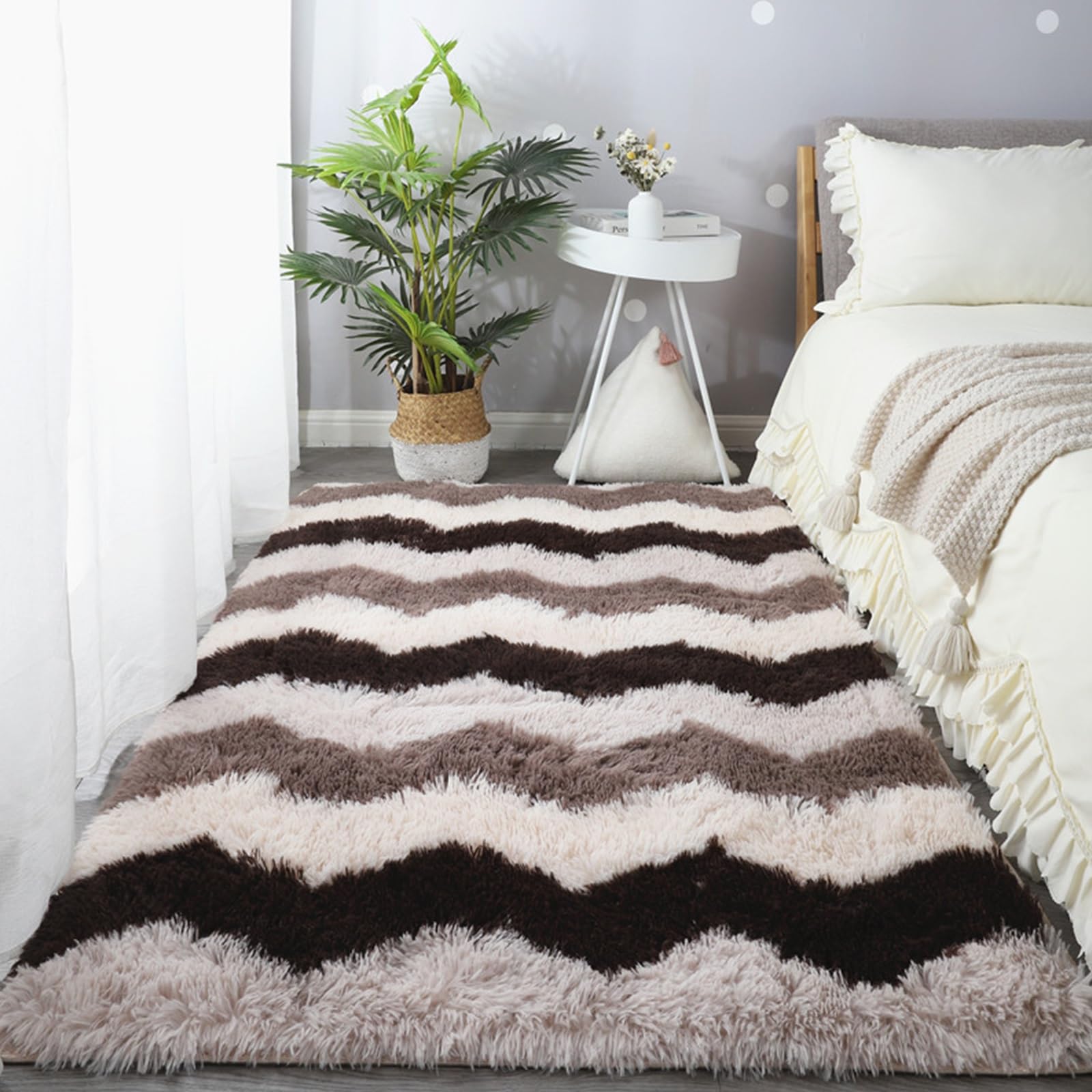 Tapis moelleux lavable résistant aux glissades pour sécuriser le salon