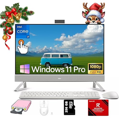 Dell 27 All-in-One Desktop Computer PC - 64GB RAM, 2TB SSD, 27" FHD IPS Touchscreen, Intel 7-150U CPU (up to 5.4GHz), GeForce MX570A, Wireless KB & Mouse, Wi-Fi 6E, Bluetooth, Win 11 Pro, Accessories