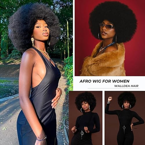Miniatura 3 de Pelucas afro de los años 70 para mujeres negras, sin pegamento, peluca rizada afro resistente al calor, pelucas sintéticas para uso diario y fiesta,