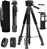 K&F CONCEPT S254A3 Könnyű Kamera Tripod 172cm, Telefontartóval és Táskával - 172 cm, With 2-in-1 holder 1