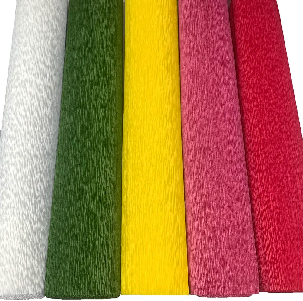 FloristryWarehouse Italian Crepe Paper Summer Bloom Colour Mix Pack 5 x 180g Rolls