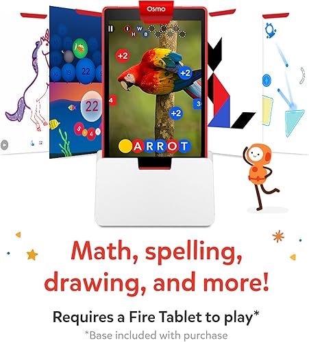 Vista 2 de Osmo - Genius Starter Kit for Fire Tablet-5 Educational Learning Games-Ages 6-10-Spelling, Math & Creativity-STEM Toy Gifts-Boy & Girl-Ages 6 7 8 9