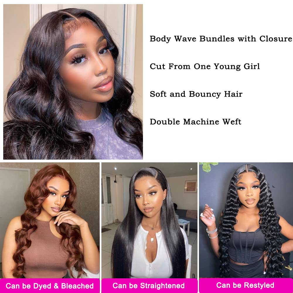 Body Wave Human Hair Bundles 18 18 18 - 3 Bundles 10A Grade 100% Unprocessed Brazilian Virgin Hair Extensions for Black Women