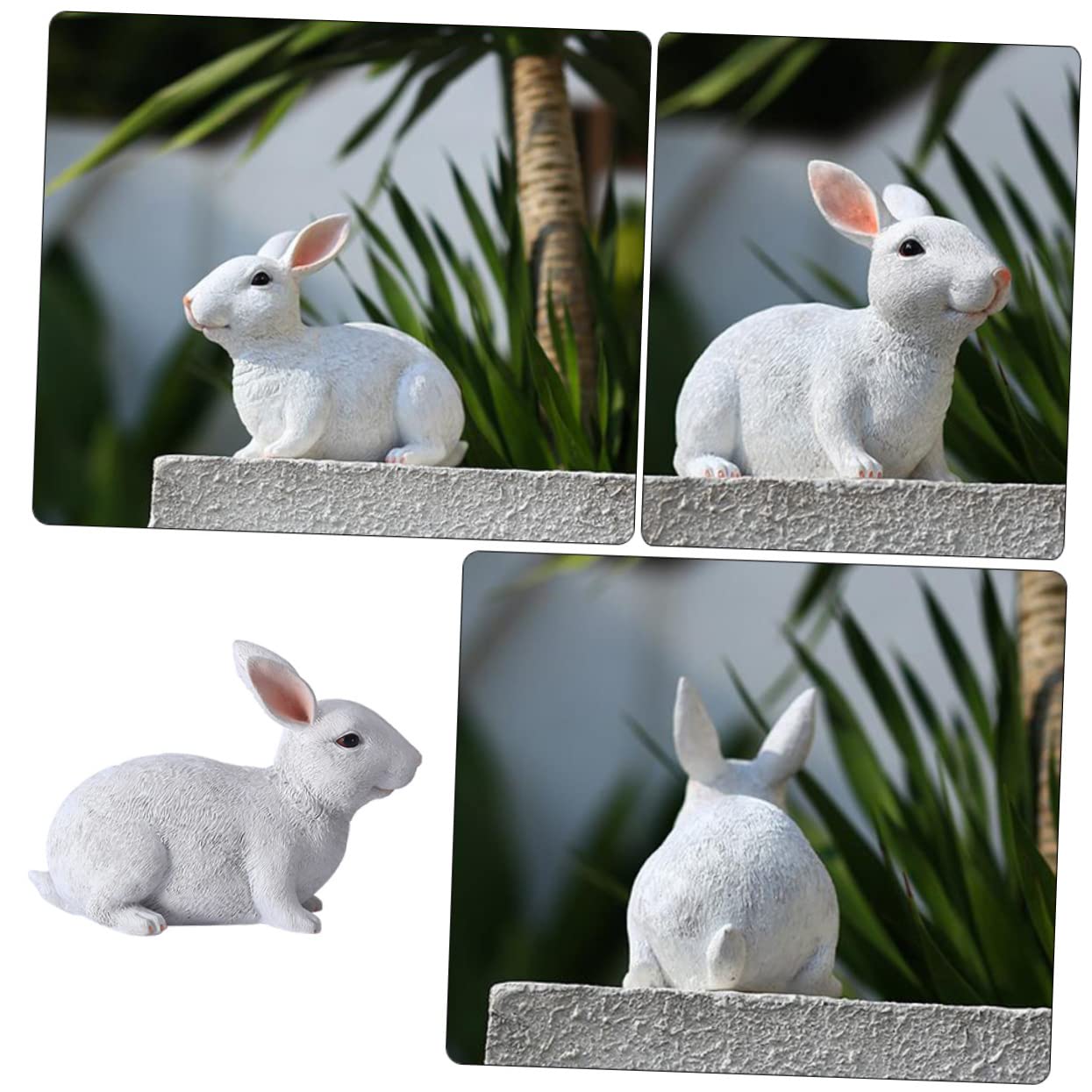 Cabilock Decorazione Coniglio in Resina Bianco Facile da Pulire per Giardino e Balcone Ornamento Delicato e Raffinato per Decorazioni la Casa