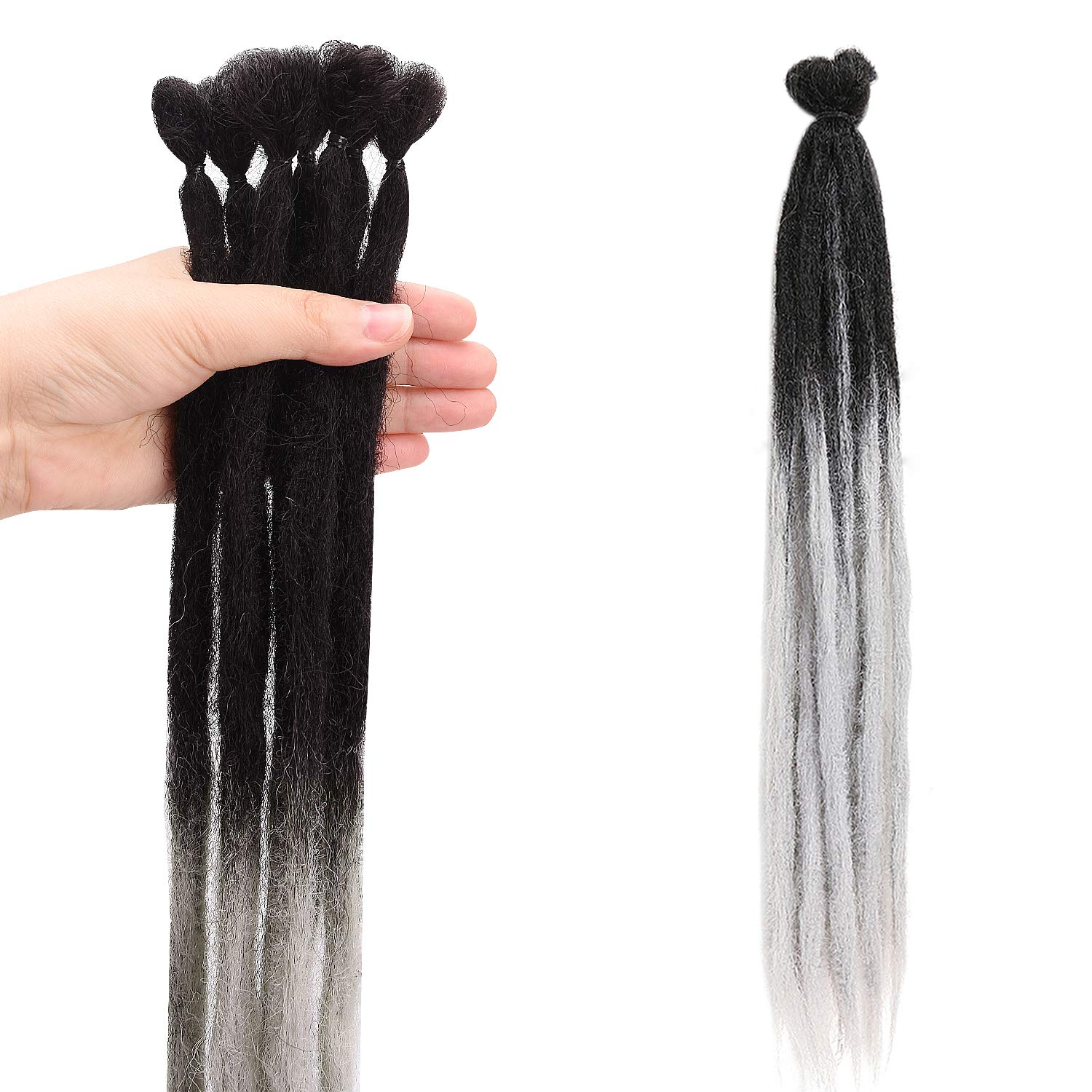 Buy Noverlife 10 Strands 50cm 20 Black To Gray Dreadlock Extensions 