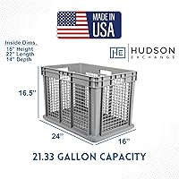 Vista 2 de Hudson Exchange - Contenedor de almacenamiento de malla recto con mango de pared, 24 x 16 x 16 pulgadas, color gris