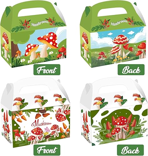 Miniatura 3 de Cieovo Paquete de 24 cajas de regalo de papel para fiesta de hongos, bolsas de dulces de fiesta de hongos, cajas de papel kraft para golosinas de