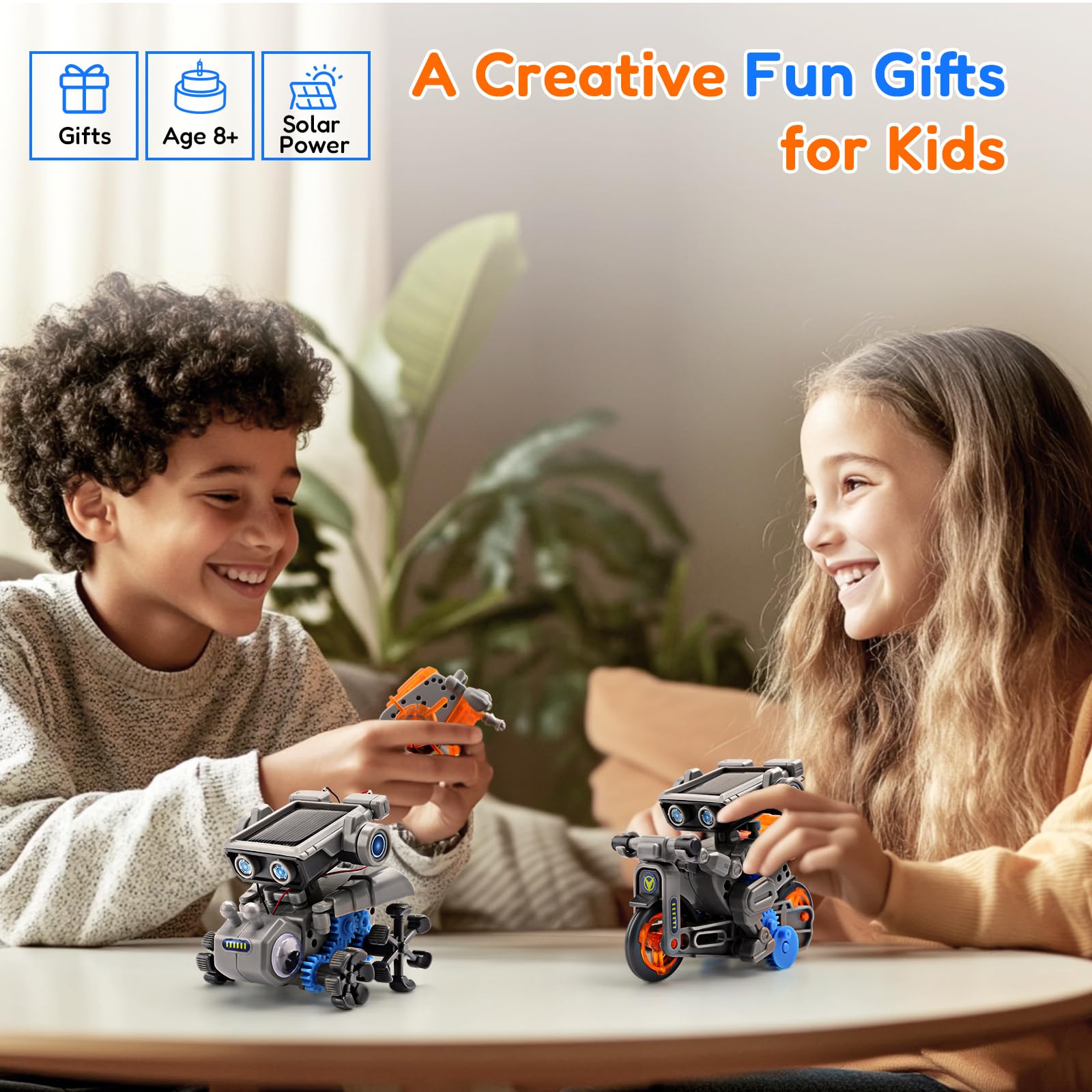 VEPOWER Energia Solare Robot, Technic 15-in-1 STEM Kit Robots Giochi Educativi, Esperimenti Scientifici per Edifici DIY Regali per Bambini Ragazzi Ragazze per 8 9 10 11 12 13 Anni (212 pezzi)