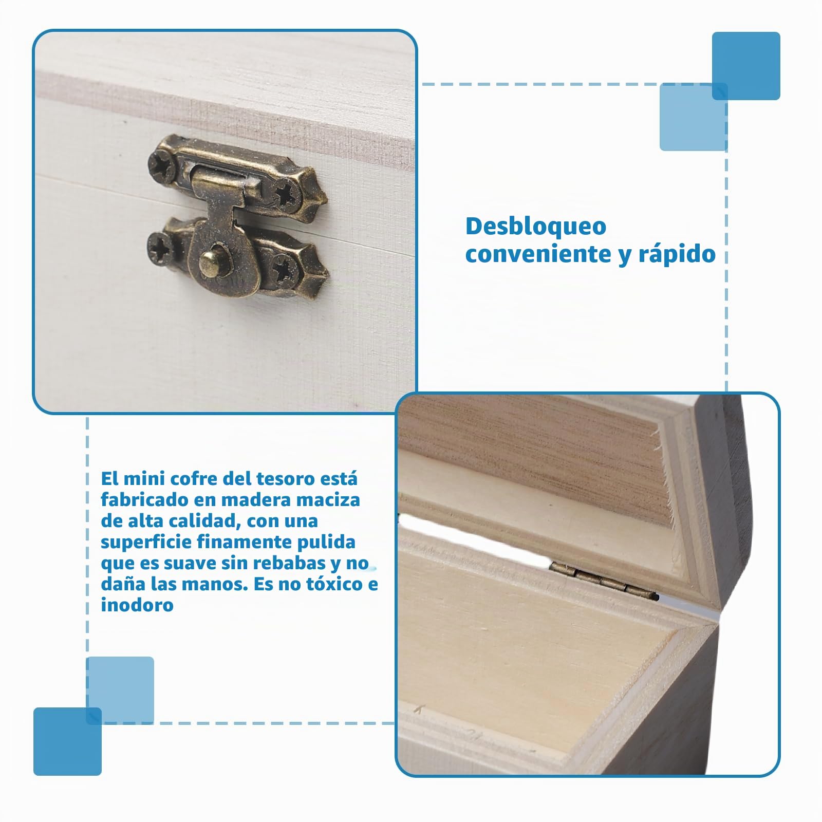 Mini cofre del tesoro: 12 cajas pequeñas de madera con tapa con 3 pegatinas, cofre del tesoro de cumpleaños infantil para pintar, caja de regalo para fiestas de cumpleaños, juguetes creativos