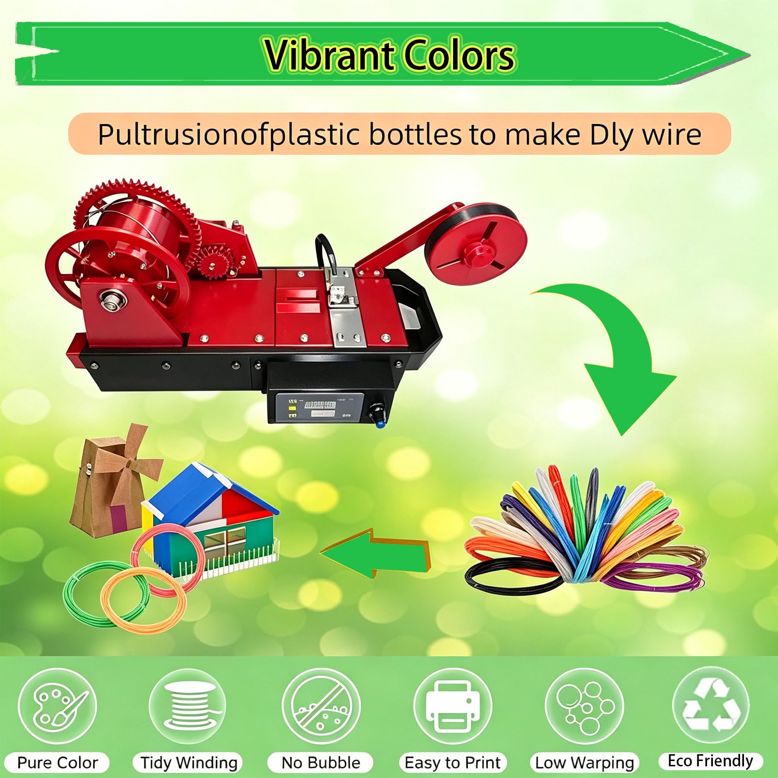 Reciclador de botellas de PET reciclado para familias, máquina de fabricación de filamentos de escritorio 3D, reciclaje de plástico ecológico, para familias, estudios pequeños, fabricantes de