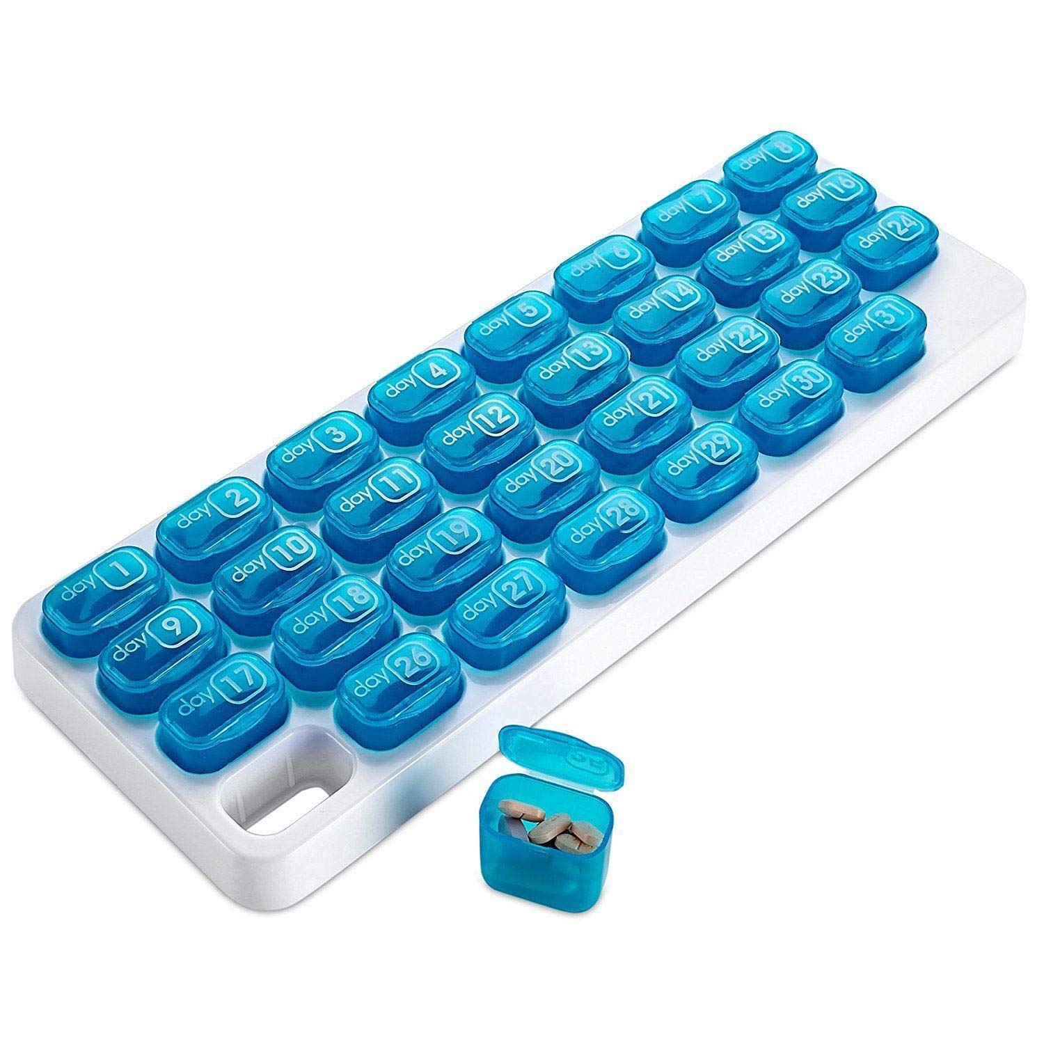 Monthly Pill Organiser Pop Out Compartment Pods Ideal for Vitamins and Medications