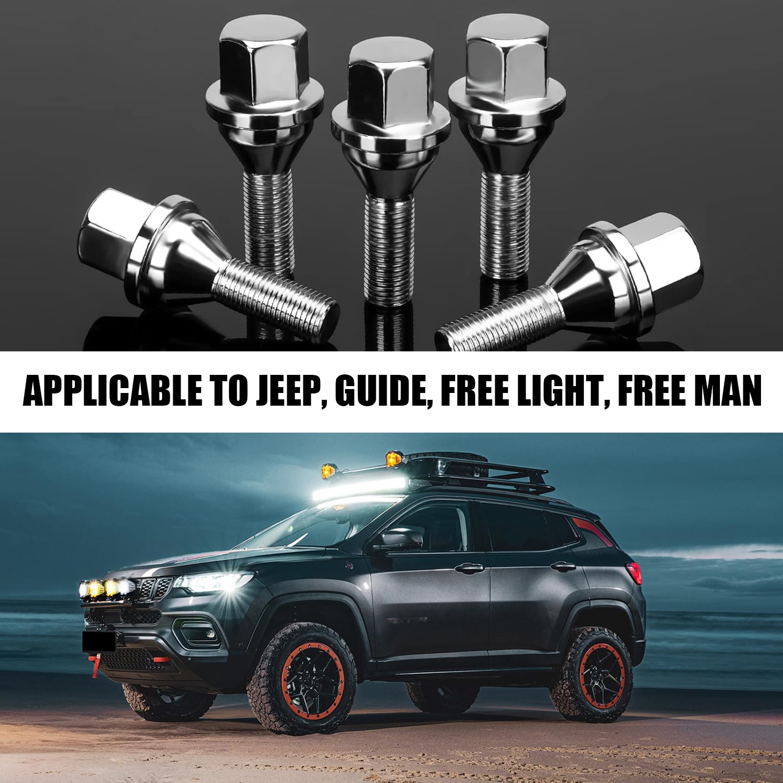 Bulloni Per Ruota Auto M12 X 1,25 - Set Da 5, Gambo 26 Mm, Esagonale 19 Mm, Per Jeep Cherokee, Renegade, Compass