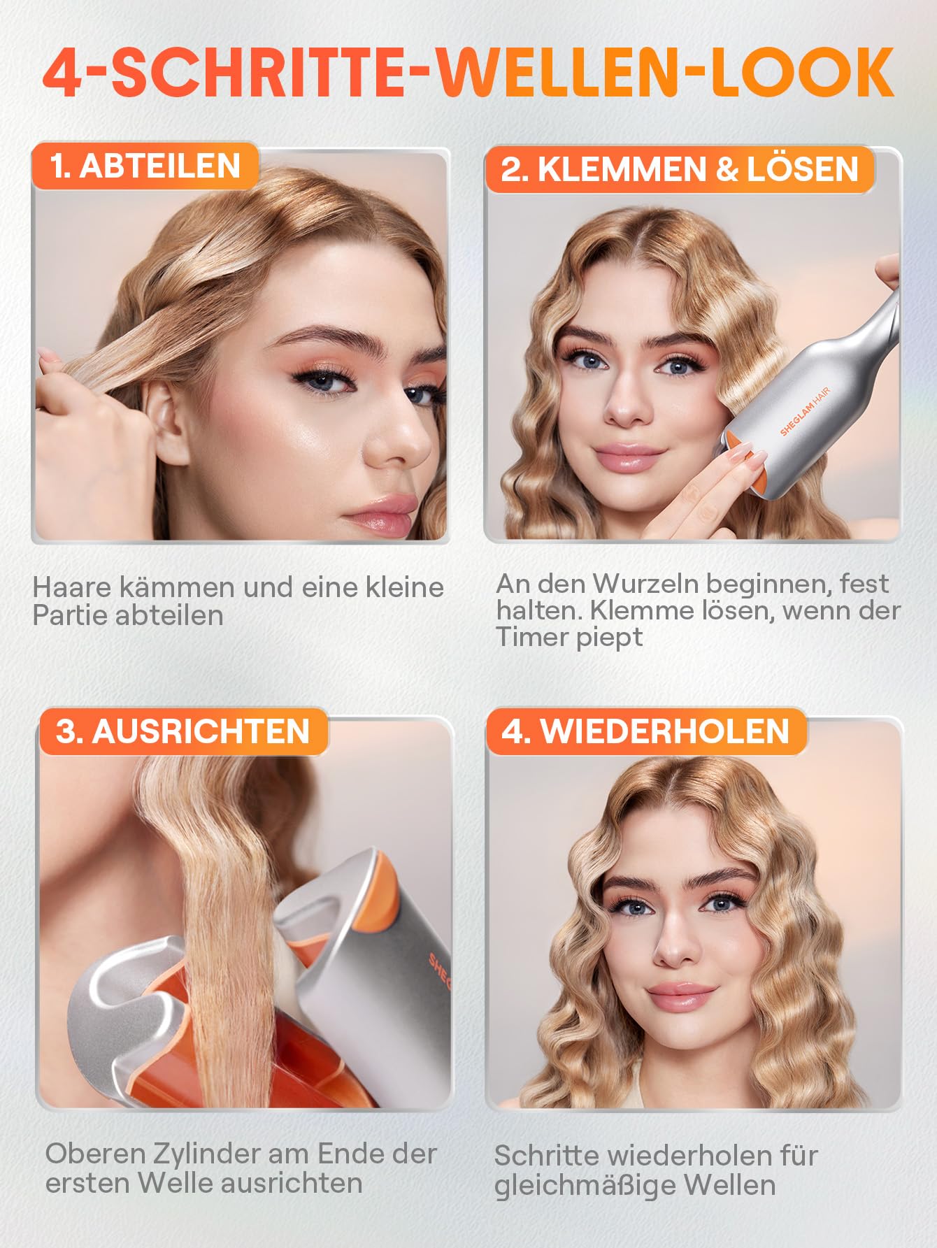 SHEGLAM Piastra per Capelli a Onde Beach Babe 25mm, Ferro arricciacapelli a doppio cilindro, Asta ondulata Temperatura Regolabile e Doppia Tensione